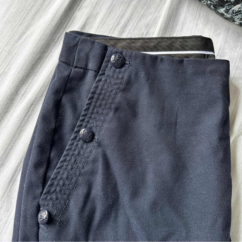 Nautical Banana Republic Logan Navy Button-Detail Trousers Old Money